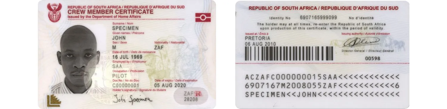 South African Crew Member certificate